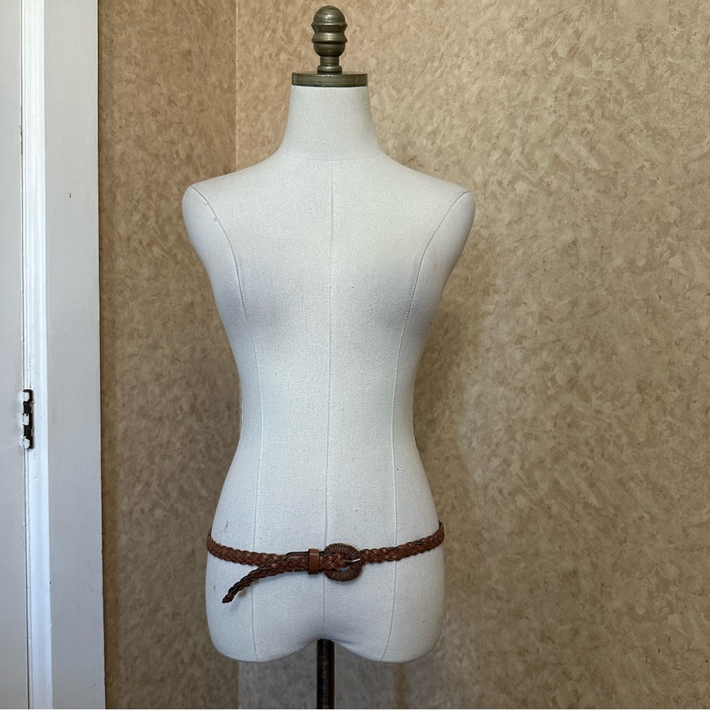 VTG Brown Braided Faux Leather Belt